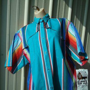 NOS Vintage MULTICOLOR Cotton Southwestern M Shirt Striped Cowgirl NWT USA Made